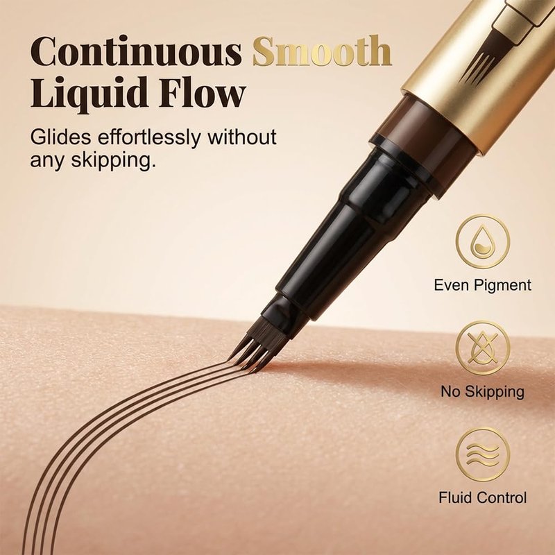 2Pcs Waterproof 4-Tip Microblading Eyebrow Pen for Busy Women & Makeup Lovers, Say Goodbye to Sparse Brows, Natural Hair-Like Strokes All Day, Smudge-Proof & Long-Lasting (Dark Brown)