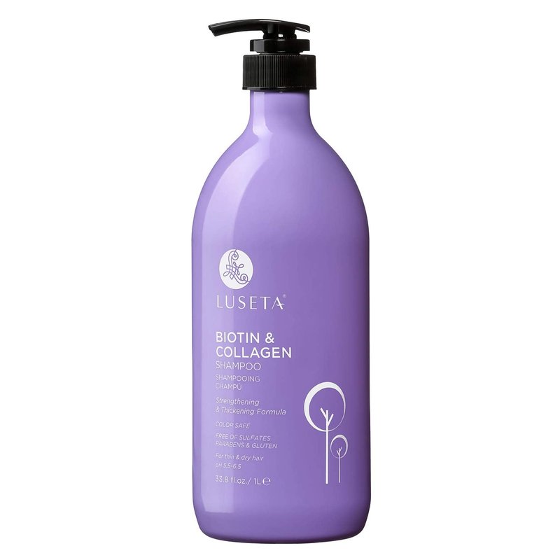 Halforange Luseta Biotin & Collagen Shampoo Thickening for Hair Loss & Fast Hair Growth - Infused with Argan Oil to Repair Damaged Dry Hair - Sulfate Free Paraben Free 33.8oz