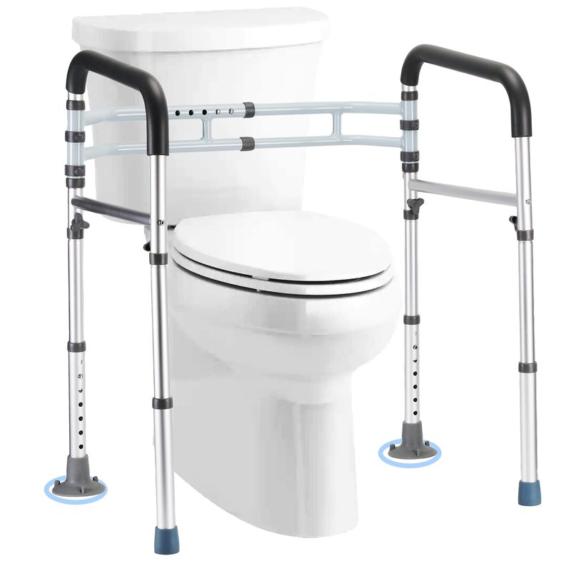 Toilet Safety Rails (300 LB) – Adjustable, Foldable Toilet Handle Frame for Elderly & Disabled Adults, Supports All Toilet Types