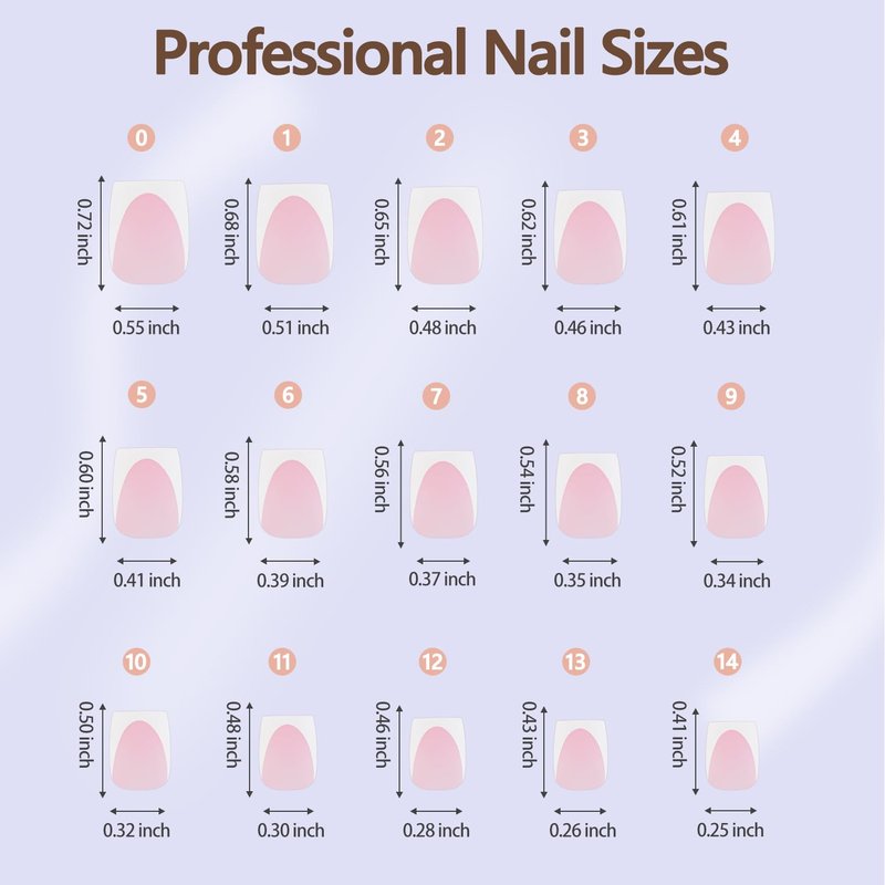 Deep French Gel Nail Tips - 150 Pcs Short Square Pink Press-On Nails | Pre-Filed for Easy Application, 15 Sizes