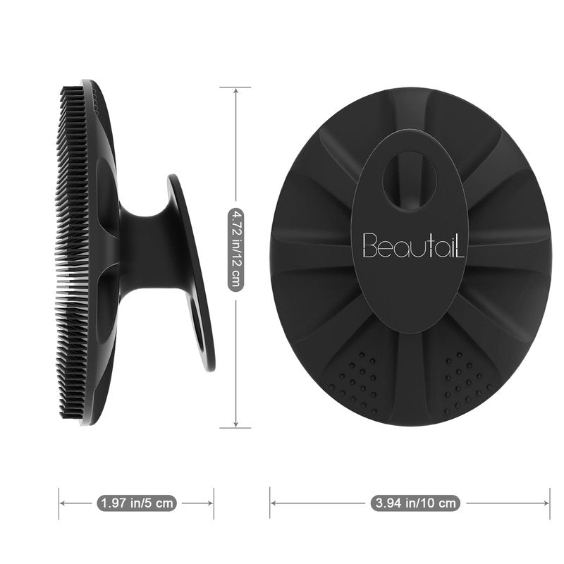 BEAUTAIL Silicone Body Scrubber Shower Bath Wash Brush Gentle Exfoliating Scrub Cleansing Loofah for Women Men Baby Sensitive Skin, Easy to Clean, Lather Nicely, More Hygienic, 1 Pack, Gray