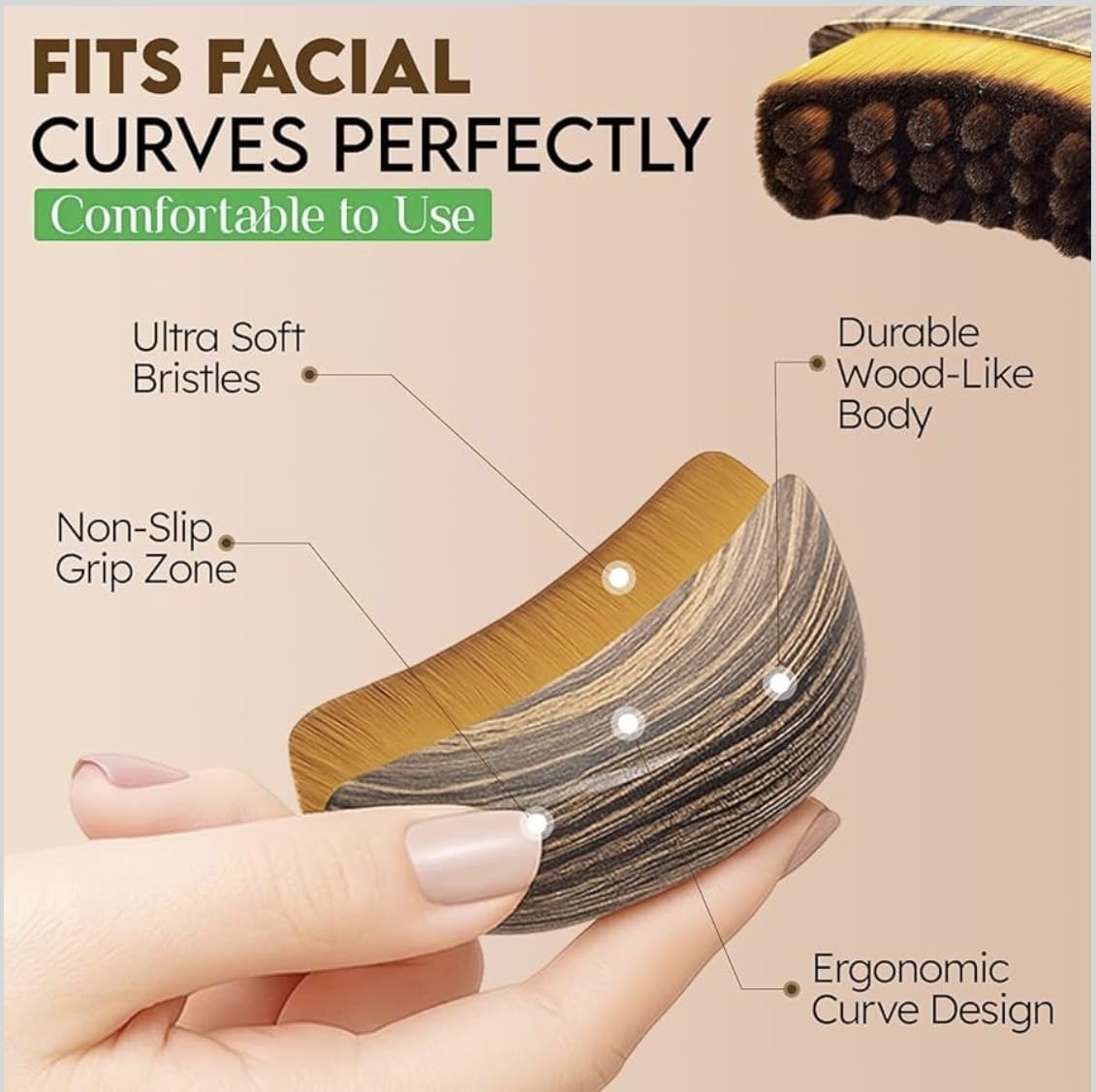 Wutre 2 Pcs Lymphatic Drainage Face Brush for Facial Contouring & Sculpting - Natural Soft Bristle Face Dry Brush for Anti-Puffiness & Detox - Jawline, Chin & Neck Massager for Skin Radiance & Lifting