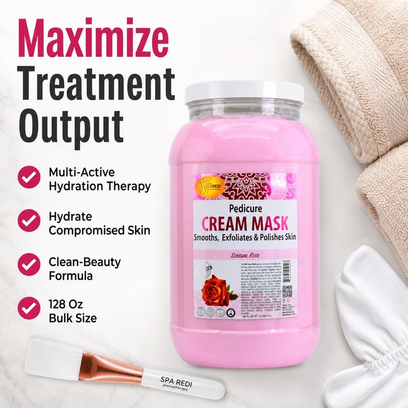 SPA REDI Professional Cream Mask – Spa-Grade Skin Hydration, Nourishment & Relaxation | Pro-Performance. Pure Peace of Mind. | Superior Client Satisfaction & GHS Safety 128 Oz