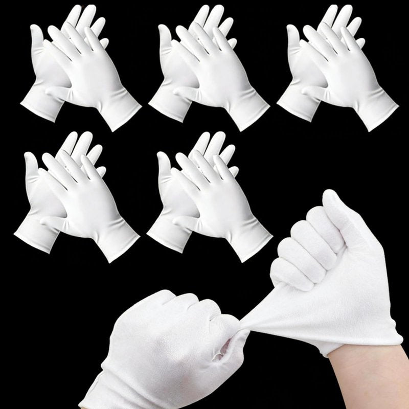 5-Pairs White Cotton Gloves - Moisturizing Gloves - Premium Cotton Gloves for Dry Hands Sleeping - Cloth Gloves for Eczema,Moisturizing Overnight - One Size fit Most Women and Men