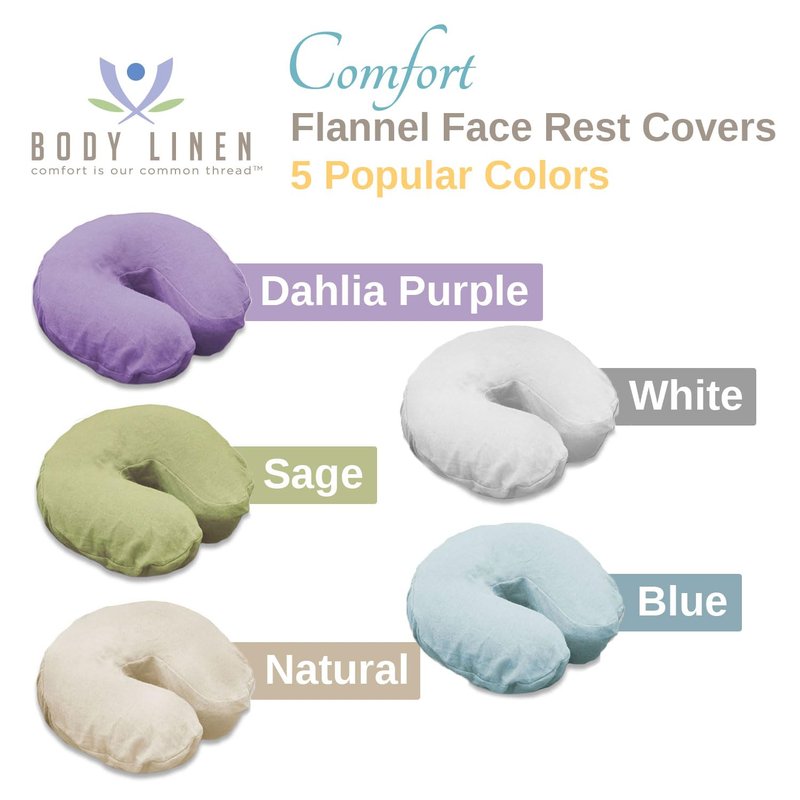 Body Linen Comfort Flannel Face Rest Covers for Massage Tables (White, 100 Pack) - Soft, Durable and Light 100% Cotton Flannel Face Cradle Covers