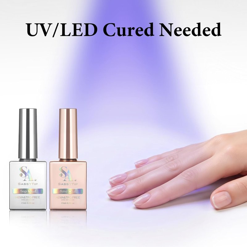 Gel Top Coat & Base Coat Set - 15ml Acid-Free, Hema & TPO Free | Clear, Shiny Finish for DIY Nail Art