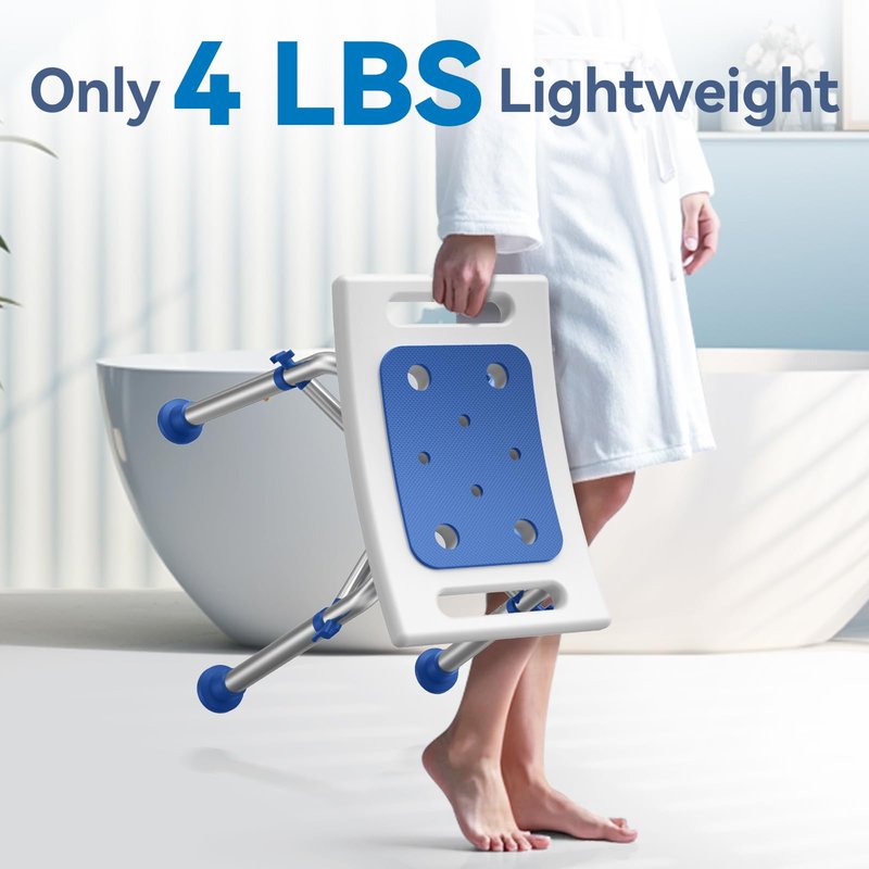 Loyoda FSA/HSA Eligible Heavy Duty Shower Chair for Inside Shower, 500lb Weight Capacity, Height-Adjustable Shower Bench with Padded Seat, Shower Stool Suitable for Elderly and Disabled