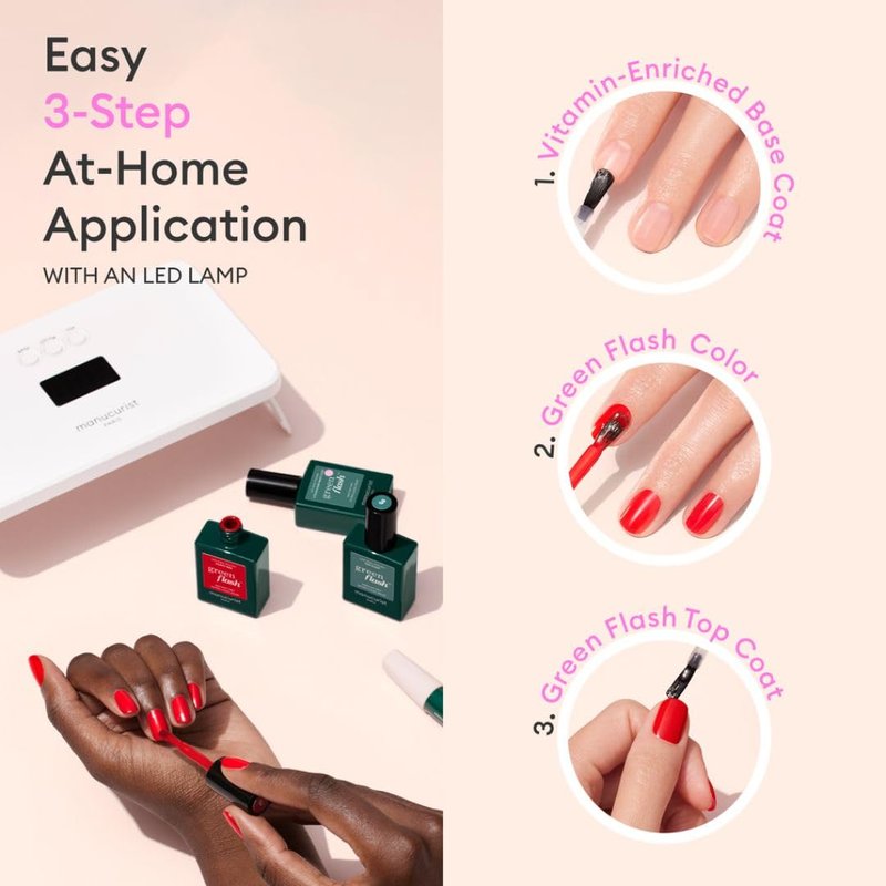 Manucurist Green Flash™ Vitamin-Enriched Base Coat – Gel Nail Polish Base – Lasts Up to 12 Days – 12-Free – 84% Bio-Based Ingredients – Made in France – 15 ml Bottle