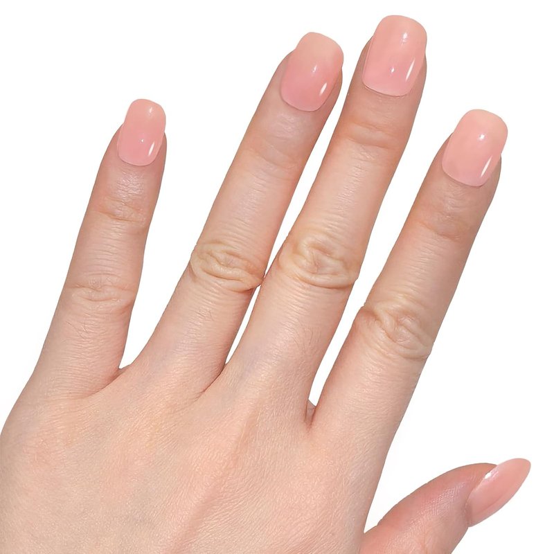 GLAMERMAID Press-On Nails - Light Nude Pink Short Squoval | Reusable Glossy Acrylic False Nails for Women