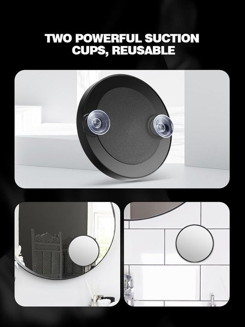 20X/30X/40X Magnifying Mirror with Suction Cups and Tweezers Set, 3.5 inches Travel Magnified Makeup Mirror, Black, 3PCS