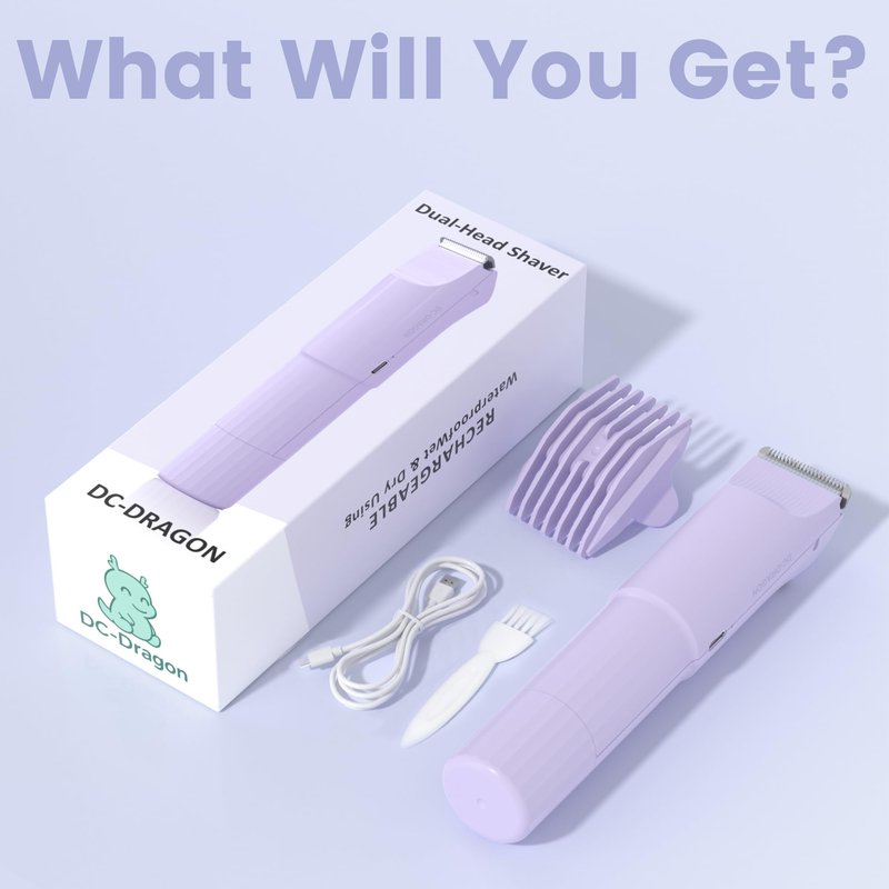 Bikini Shaver Womens Electric Razor 2-in-1 Electric Bikini Trimmer for Women Ainless Electric Razors for Pubic Hair, Face, Legs, Ipx7 Waterproof Underarms Electric Bikini Trimmer for Women