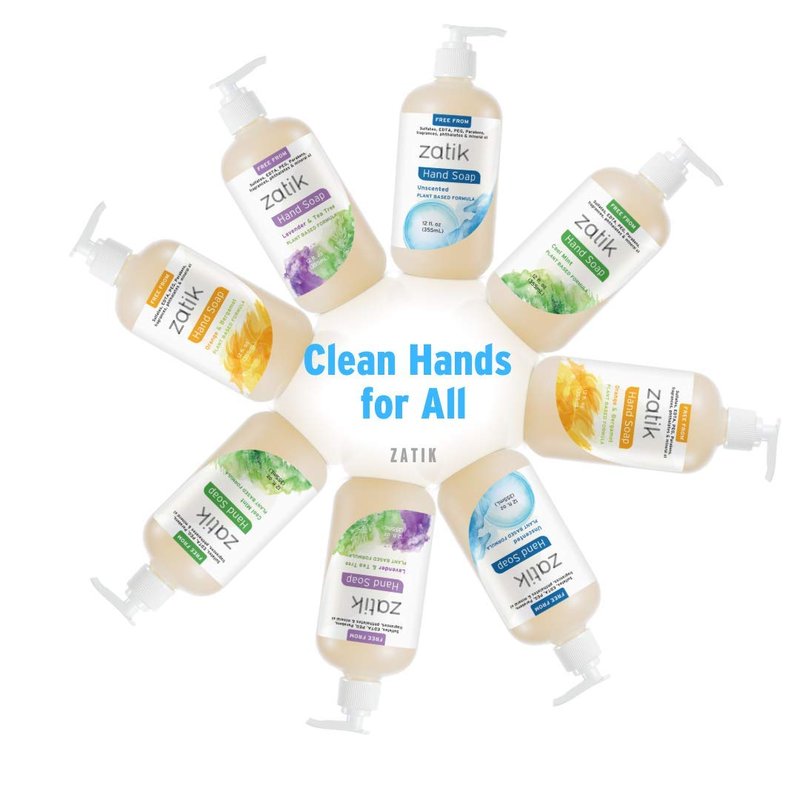 Zatik Naturals - Unscented Liquid Hand Soap | Moisturizing & Grey Water Safe, 12 fl oz (Pack of 6)
