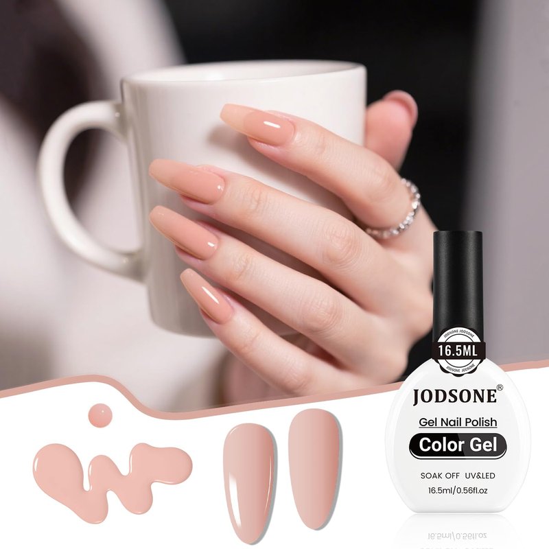 JODSONE Gel Nail Polish 16.5ml Light Nude Gel Polish Nail Soak Off U V LED Nail Lamp Art Manicure Salon DIY Home Gift for Women Girls