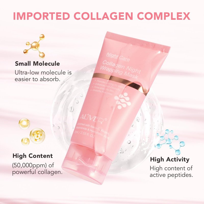 O.SECERT Collagen Overnight Wrapping Peel off Face Mask, Collagen Night Wrapping Mask, Elasticity & Hydration for Glass Skin, Reduce Fine Lines & Dullness, Anti-Aging Korean Skin Care