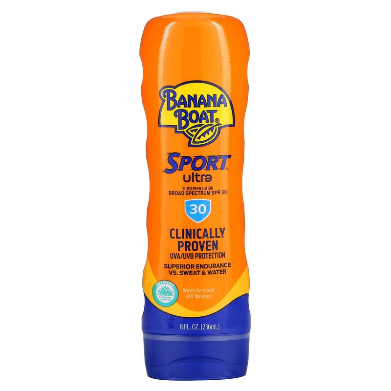 Banana Boat Sport Performance Broad Spectrum SPF 30 Sunscreen Lotion, Swim Splash - Up to 80 Minutes Water Resistant, 8 fl oz, 2-Pack