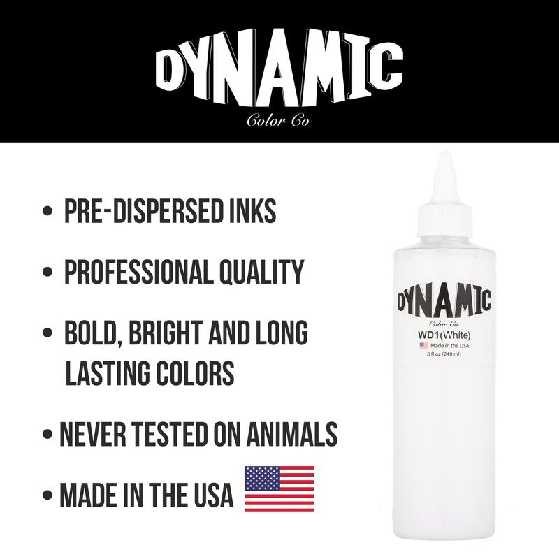 Dynamic Color White Tattoo Ink, Made in USA Since 1990, 8 oz