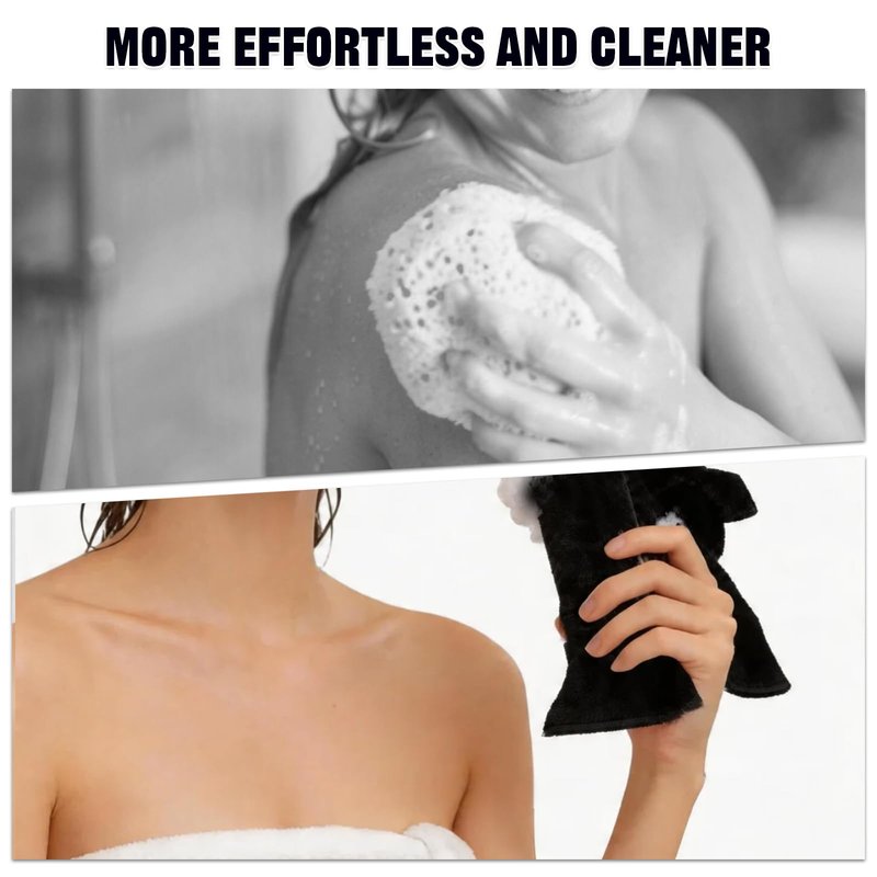 VHOUHOU 3 PCS Deep Exfoliating Shower Towels for Men & Women, Durable Exfoliating Towel, Premium Scrub Wash Cloth for Body Face, Comfortable Touch (Black, Blue, Pink)