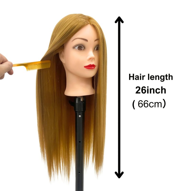26"-28" Light Auburn Hair Mannequin Head Practicing Braiding, Cosmetology Mannequin Head with Hair for Styling, Training Doll Head for Group Practice Braids Skills and Have Fun