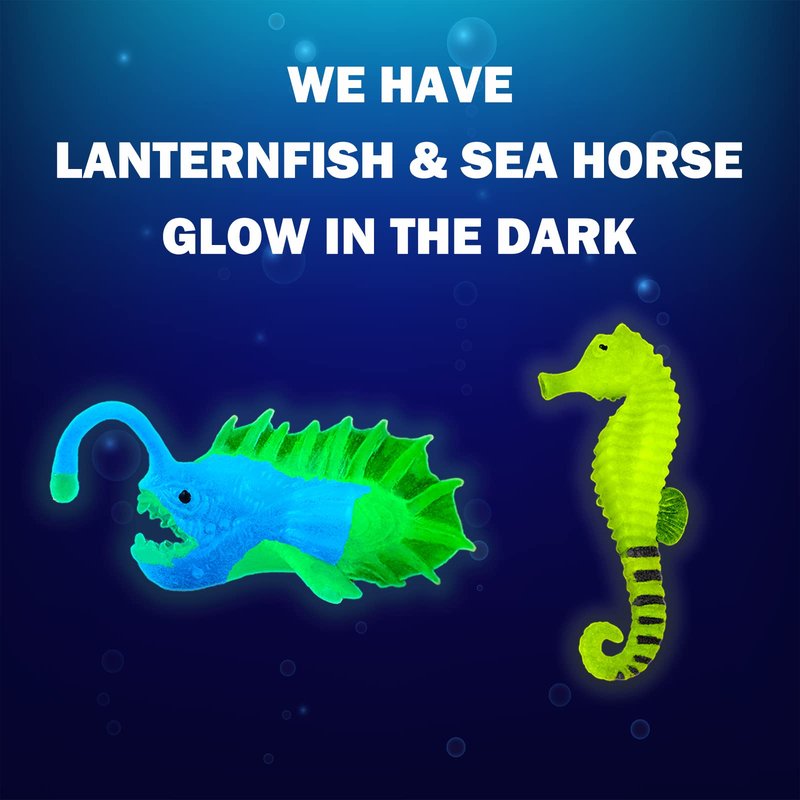 Color Changing No Hole Bath Toys for Kids Toddlers, Color Change Water Table Bathtub Toys Sea Creatures Rubber Fish for Kids & 2 Glow in The Dark Ocean Animal with Bath Book