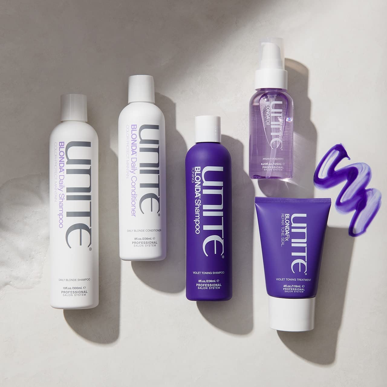 UNITE Blonda Toning Purple Shampoo - Neutralizes Brassiness & Brightens Blonde, Gray Hair | 8 Fl Oz