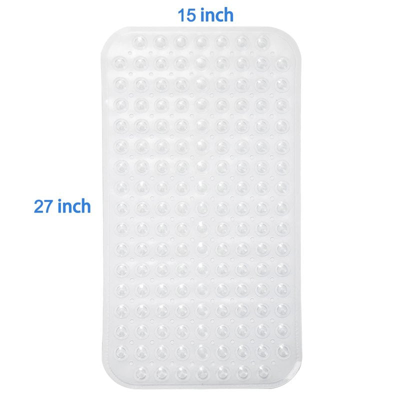 AmazerBath Bath Tub Mat, Medium Size 27.6 x 15 Inches Non-Slip Shower Mats with Suction Cups and Drain Holes, Bathroom Bathtub Mats Machine Washable (Clear)