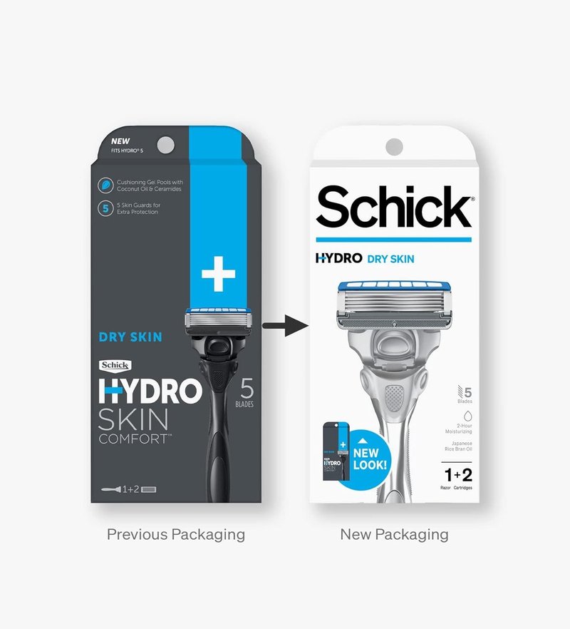 Schick Hydro 5-Blade Razor Kit - Men's Dry Skin Razor Handle with 2 Refill Blades, 1 Count