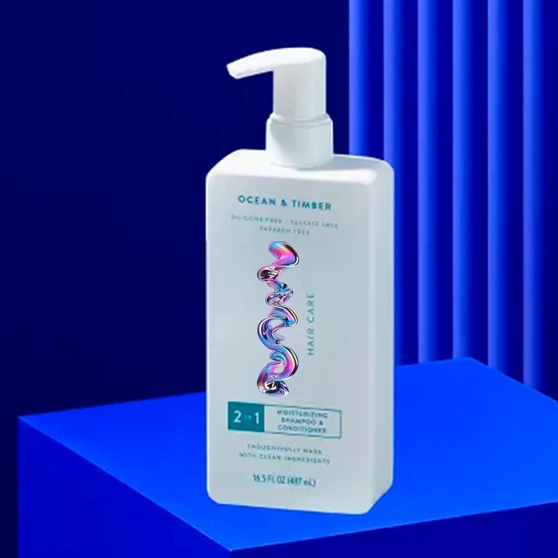 Shampoo & Conditioner - 2-in-1 - Ocean & Timber - Contain Naturally Derived Ingredients All Hair - Silicone, Sulfate and Paraben Free - Full & Thick - 16.5 fl oz (1 Pack)
