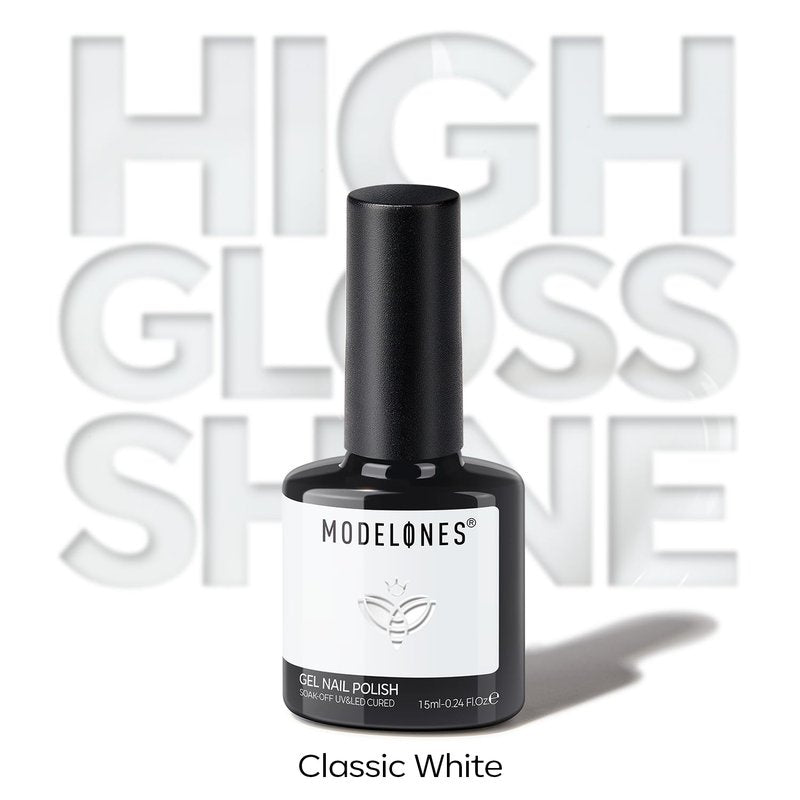 modelones White Gel Nail Polish Gel Polish Solid White Nail Poish Soak Off Pastel U V Nail Design Salon DIY Manicure 15 ML