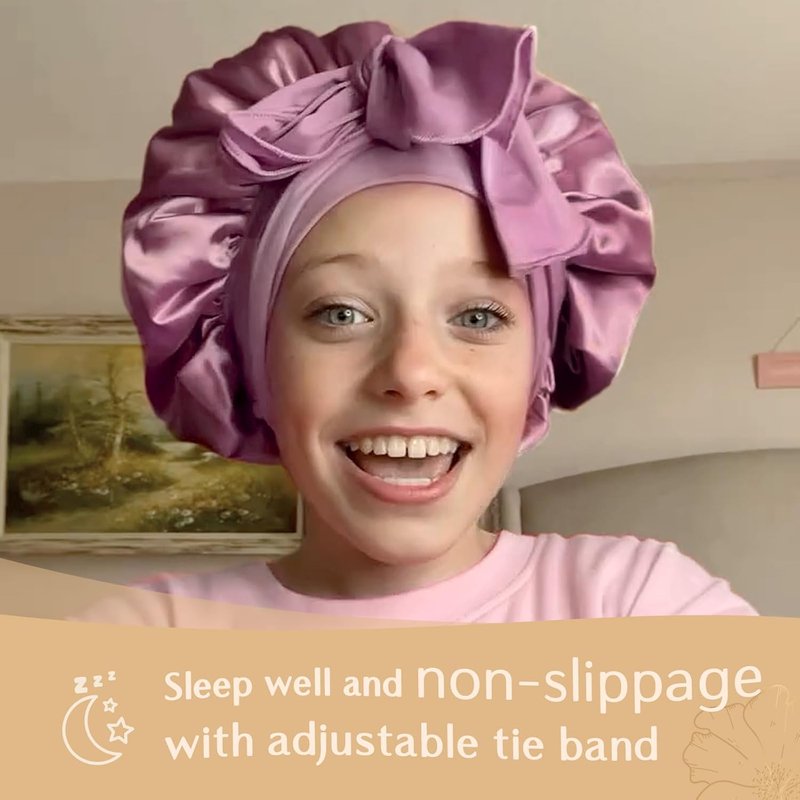 Baby Bonnet Set - Silk Satin Bonnets for Kids | Soft Sleeping Caps for Curly Natural Hair, 2 PCS