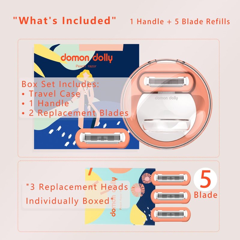 Women's 5-Blade Travel Razor - Compact Extra Smooth Shaving | Includes Handle & 5 Refills