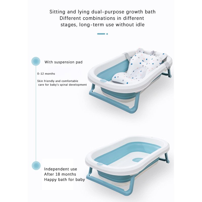 Baby Bath Cushion Pad Newborn Bathtub Mat Infant Bath Supporter Net Baby Bathtub Pillow Non-Slip Floating Bathing Tub Seat (Green Bear, 28cm*43cm*26cm)