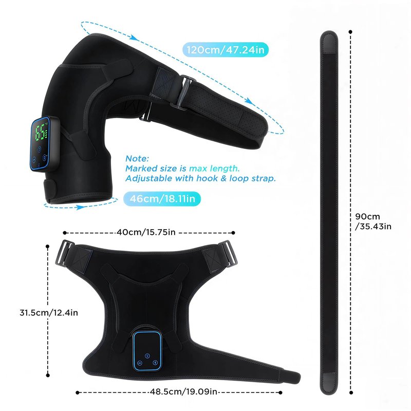 CBDYWVR Triple Method Shoulder Massager, 7 Temperature Levels & 3 Vibration Intensities, APP & Touch Control, 5000mAh Battery Long-Lasting Use, Adjustable Wrap for Shoulder Pain Relief (Black Upgrade)