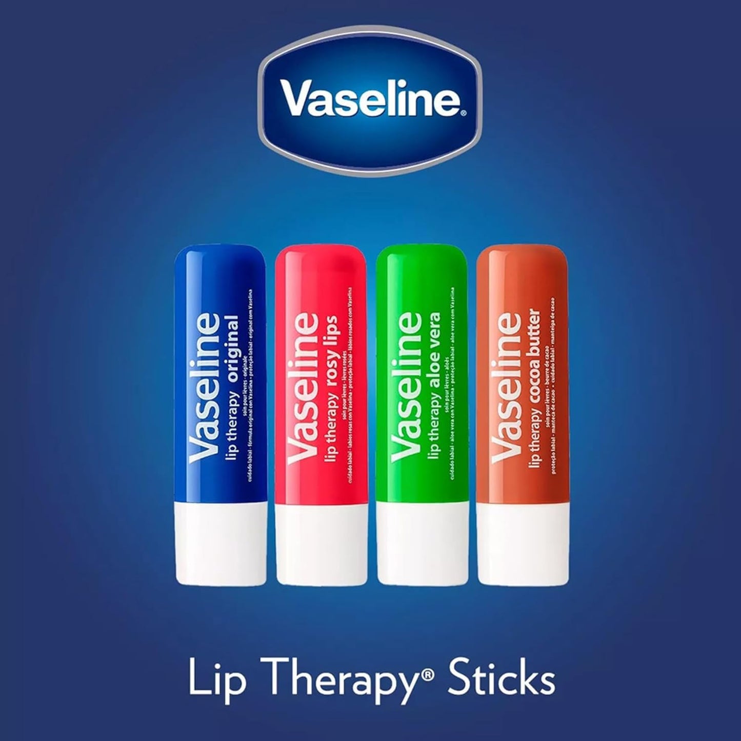 Vaseline Lip Therapy Cocoa Butter Lip Balm, 6 Pack, 0.16 Oz Ea