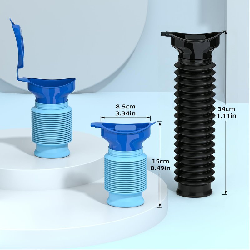 Pee Bottles for Men, Collapsible Emergency Urinal With Disposable Replacement Bags, Car Pee Bottle for Men and Women, 750ml, 2PCS Urine Bottle, Travelling, Traffic Jams & Hiking (black and blue)