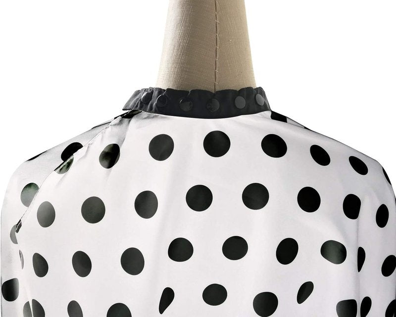 Professional Salon Cape - Black and White Dots Hair Cutting Cape, 54"x62"