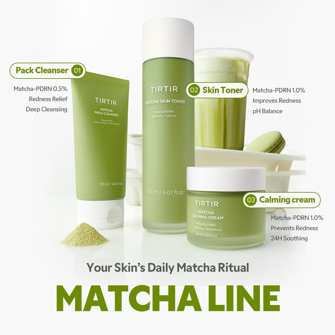 TIRTIR Matcha PDRN Duo - Korean Skincare Bundle for Redness Relief & Hydration | Sensitive Skin Care