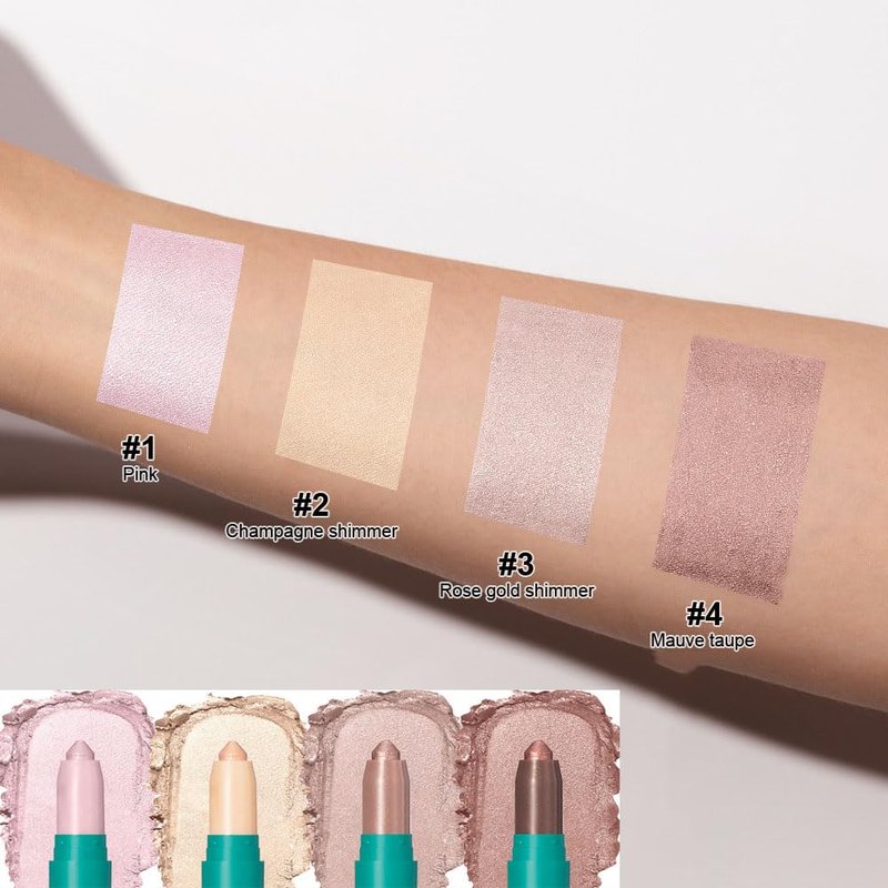Eyeshadow Stick - Glitter Highlighter & Long-Lasting Eye Makeup | 4-Piece Shimmer Set