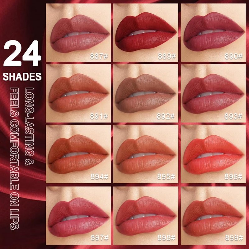 Evpct Cranberry Red Velvet Matte Lipstick - High Pigment, Long-Lasting & Waterproof | 24-Hour Silky Stain