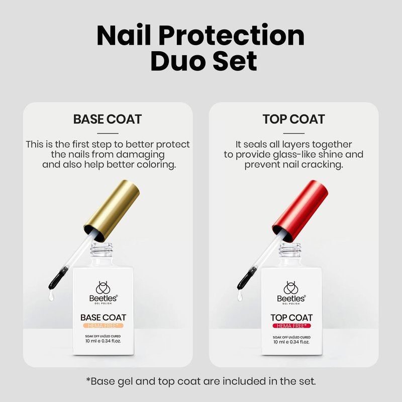 Beetles Black White Gel Polish - Twin Dialogue Collection, 4pc 10ML French Nails HEMA-FREE Black and White Colors with Base Top Coat Uv LED Lamp Salon DIY at Home Nails