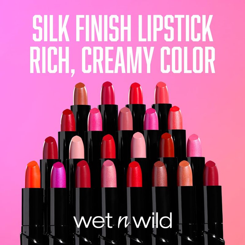 wet n wild Silk Finish Lipstick, Hydrating Rich Buildable Lip Color, Formulated with Vitamins A,E, & Macadamia for Ultimate Hydration, Cruelty-Free & Vegan - Cashmere