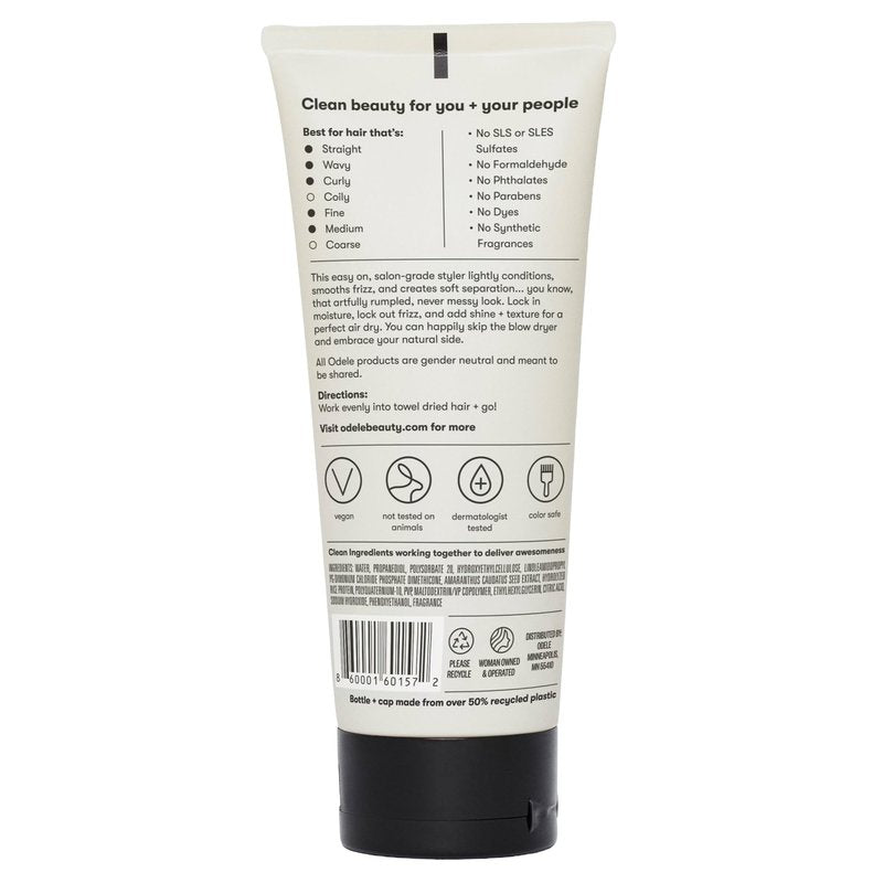 Odele Air Dry Styler, No-Heat Styling Gel to Smooth Frizz, Define and Condition Strands, for Straight, Wavy, and Curly Hair Types, 6 oz