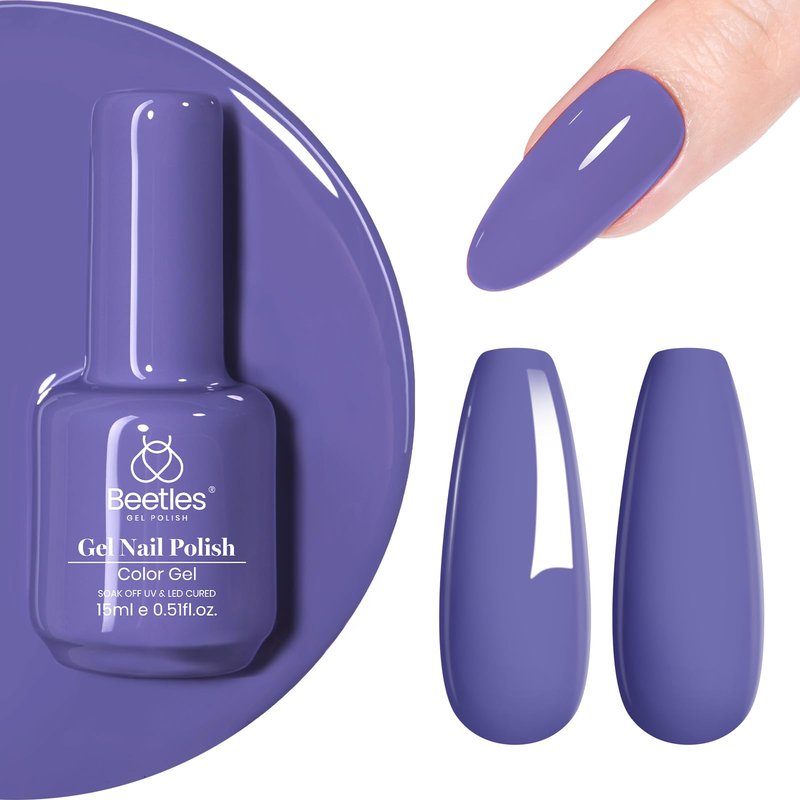 Beetles Purple Gel Polish - 1pc 15ml Periwinkle Pale Soft Purple Gel Summer Colors Soak Off Uv Lamp Nail Art Manicure Salon Design DIY Home Gift for Women Girls