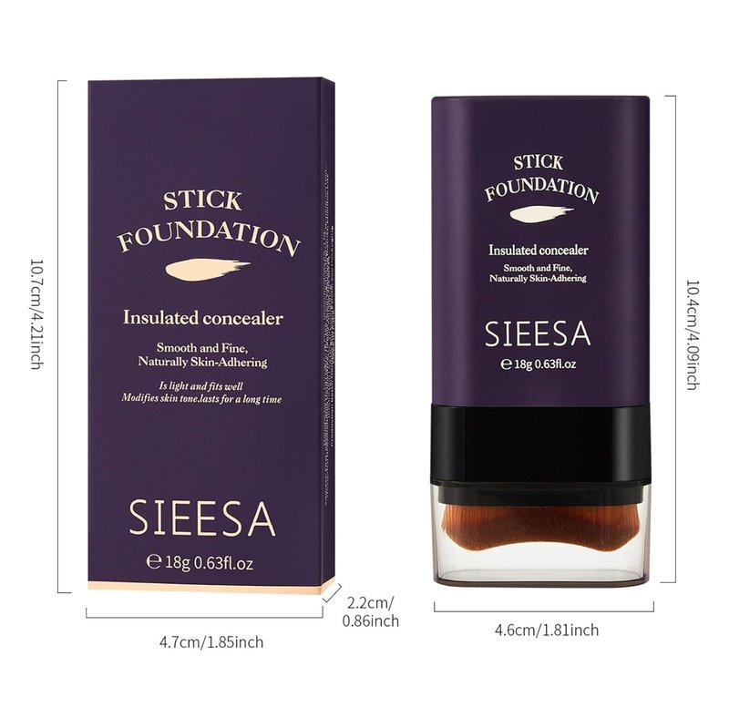 Skiennix Dual Ended Foundation Stick - 2 in 1 Concealer & Contour Makeup, Hydrating Formula, Lightweight & Waterproof (Natural)
