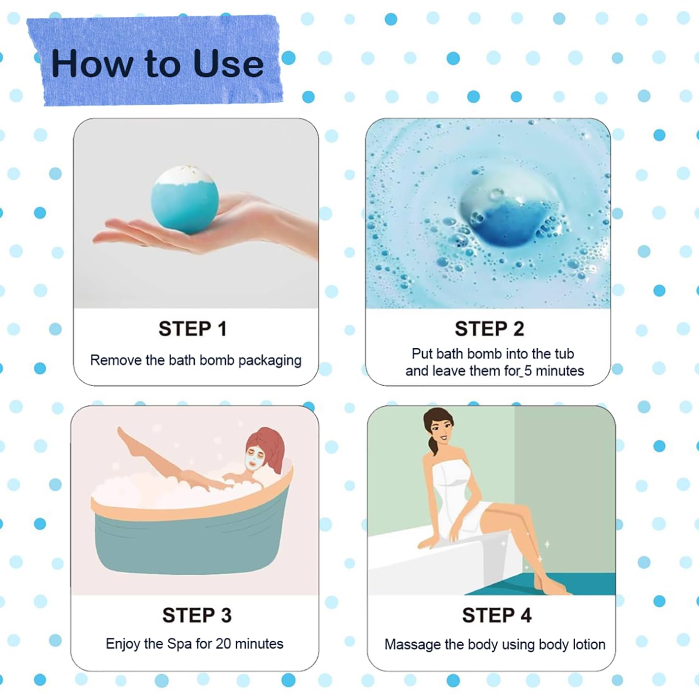 Fumgranth Blue Bath Bombs for Women Spa Gift Set with Peppermint Essential Oils Sea Salt Relaxing Birthday Gift for Her Bubble Bath Skincare Relaxation Aromatherapy Gifts 2 Pack