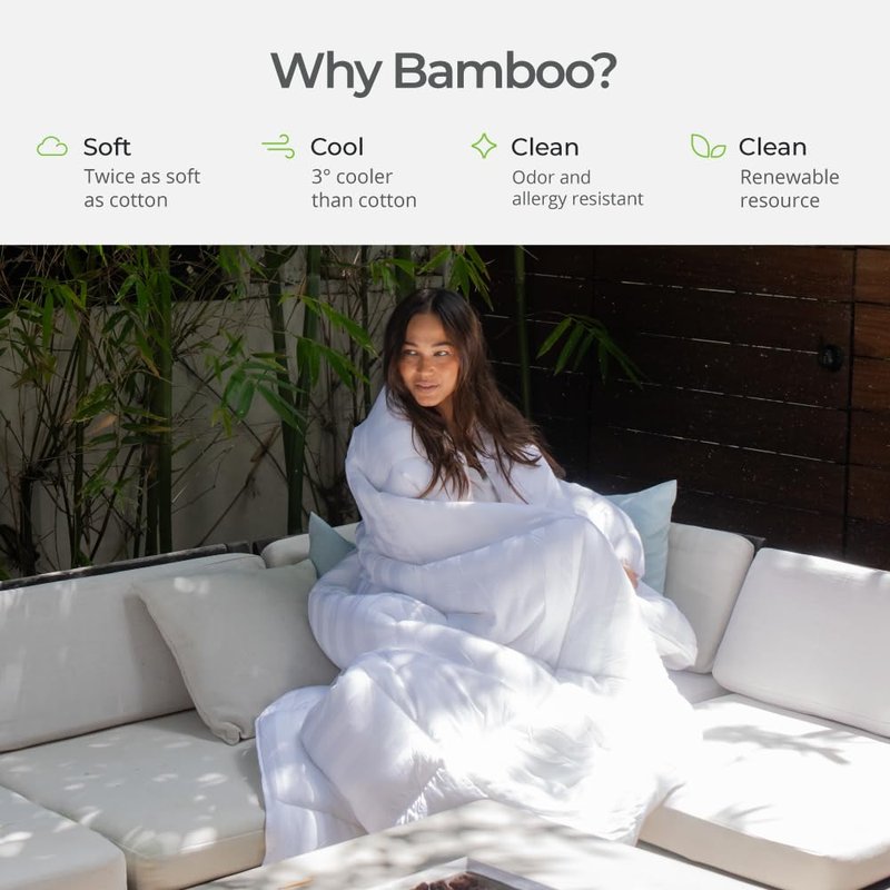 Cariloha Low-Loft Duvet Insert | King | White | Viscose Material | Soft, Comfortable & Wicks Moisture