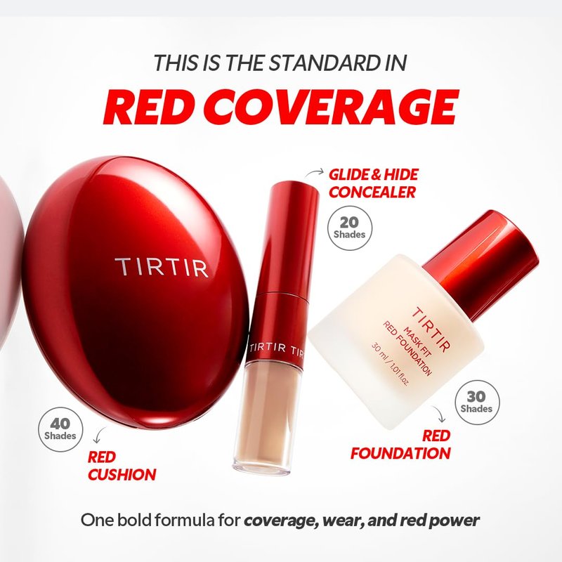 TIRTIR Mask Fit Red FoundationㅣLong Lasting Flawless Coverage, Energy Essence, Lightweight, Hydrating, Pore-Blurring, Breathable Satin Finish, Makeup, Radiant Skin, #22N Shell Beige, 1.01 Fl Oz