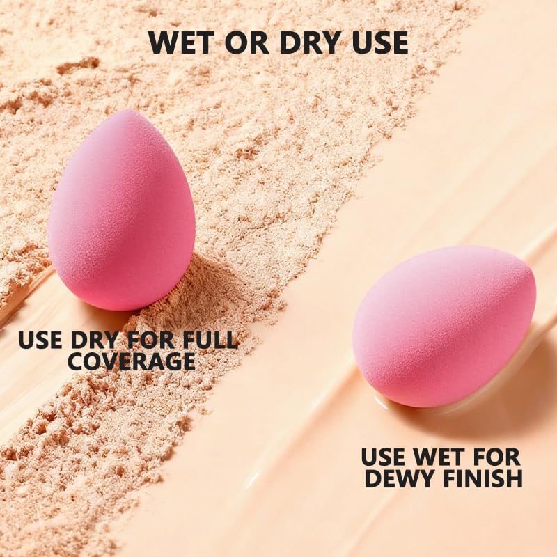 Latex-Free Makeup Sponge Set - 6 Soft Beauty Blenders for Flawless Foundation & Concealer