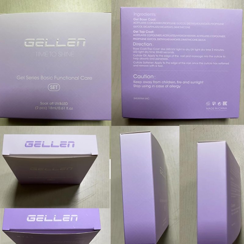 GELLEN Gel Top Coat & Base Coat Set - No Wipe Ultra Glossy Nail Gel | 2 Pcs 18ml, Long-Lasting Shine