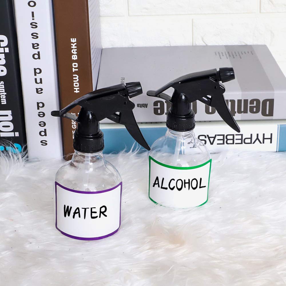 SUPERLELE Spray Bottles - 8oz Empty Plastic Bottles with Adjustable Nozzle | 7-Pack with Funnel & Labels