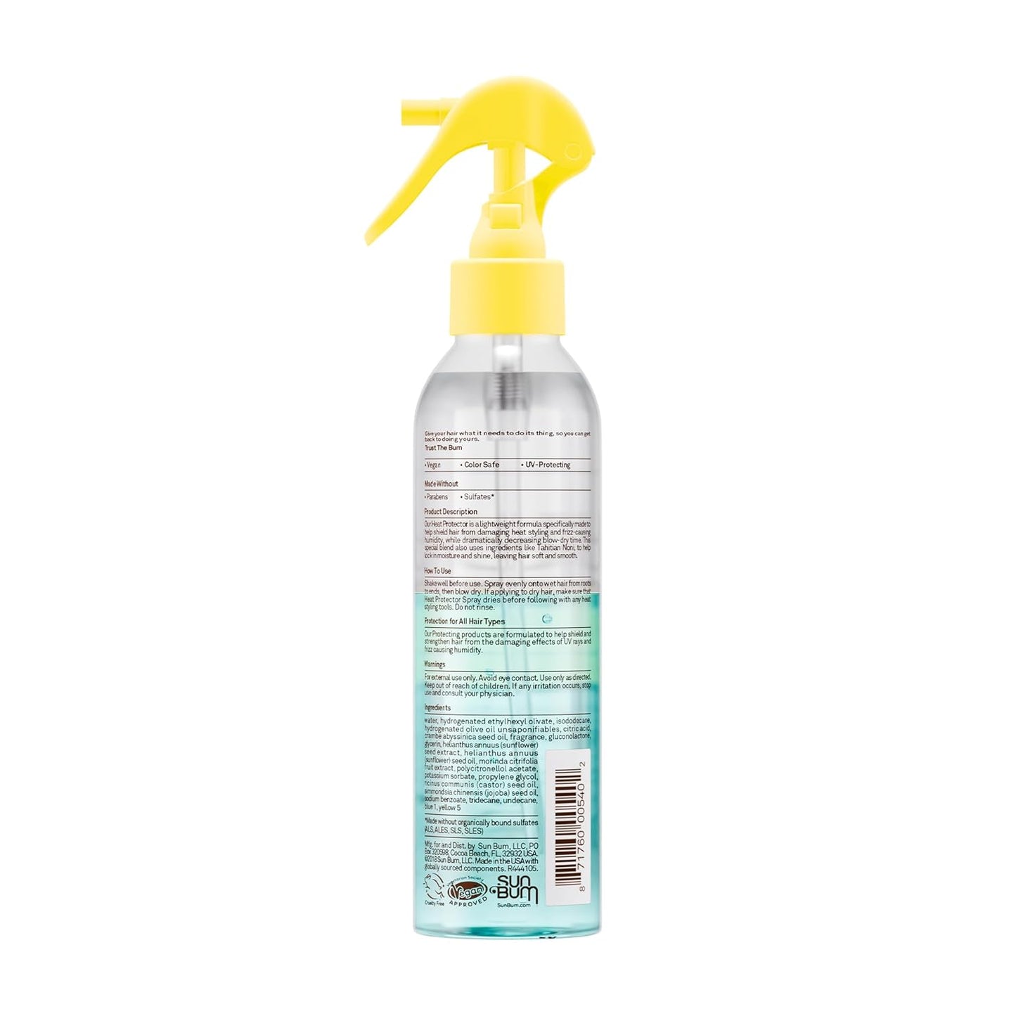 Sun Bum Heat Protector Spray - Leave-In Treatment for Frizz Control | UV Protection, Vegan - 6 oz
